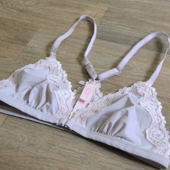 Victoria's Secret Front Closure Lace Soft Pink Nude Bra Size Small - Picture 2 of 4